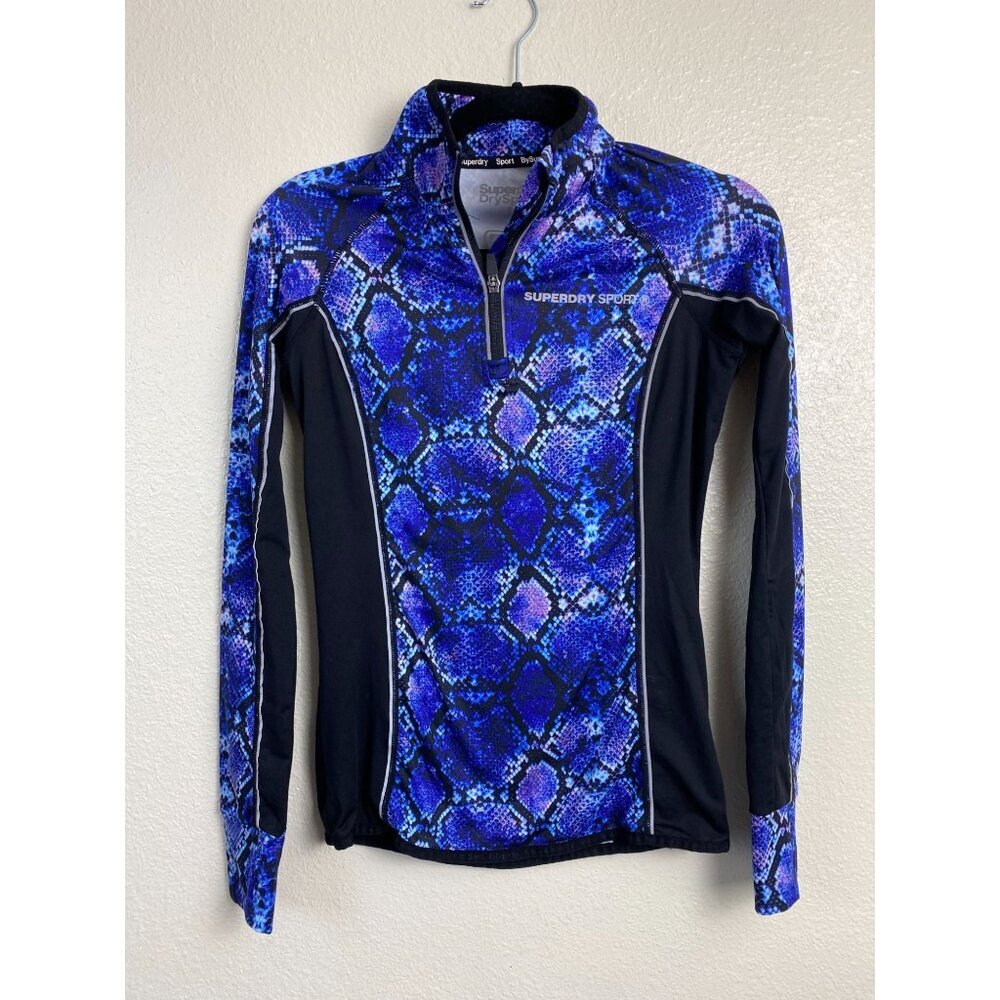 SUPERDRY SPORT Womens Long sleeve Top Size XS Athleisure Activewear Blue Black